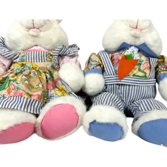 Pair Commonwealth Easter Bunny Rabbits Matching Dress/Overalls-Adorable! - Picture 4 of 8